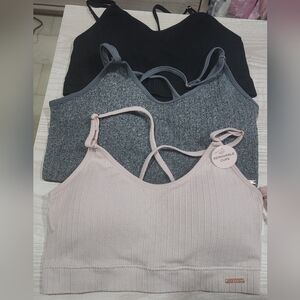 Set of Three DANSKIN Ribbed Bralettes with Removable Cups SIZE M NWT